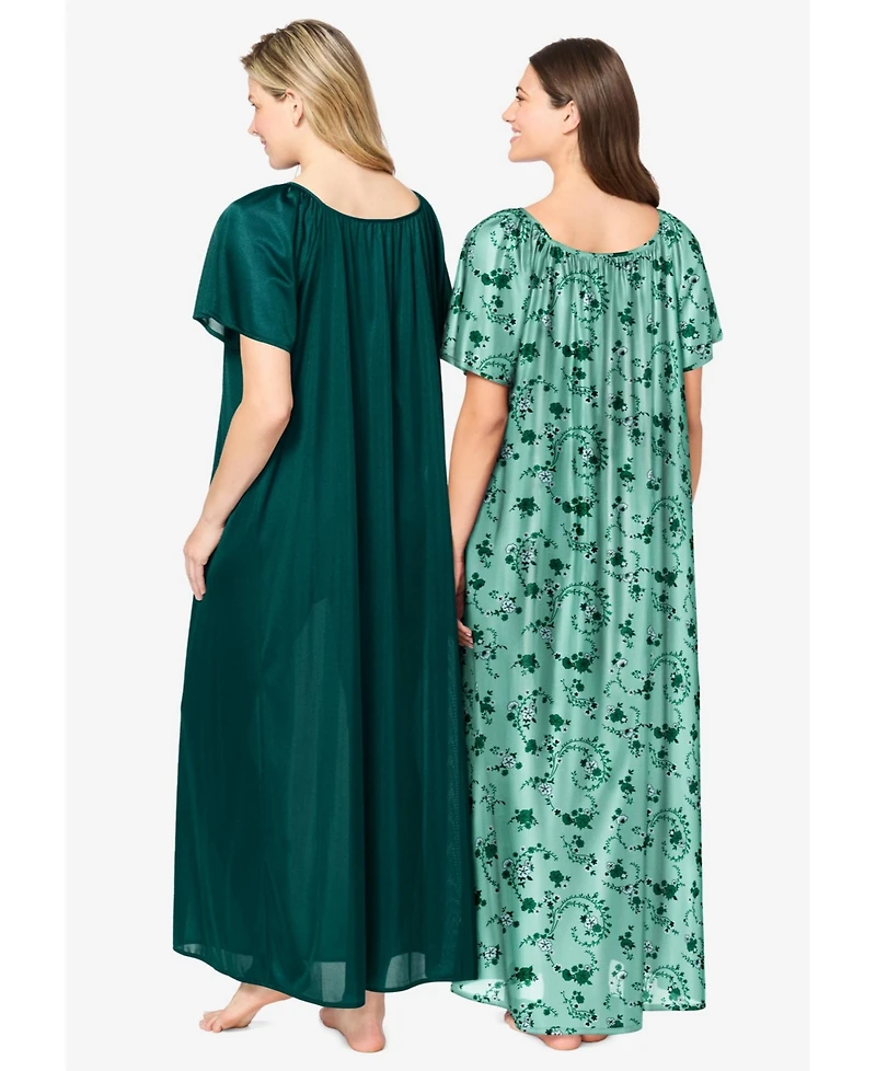 Only Neccessities Plus Necessities 2-Pack Long Silky Gown