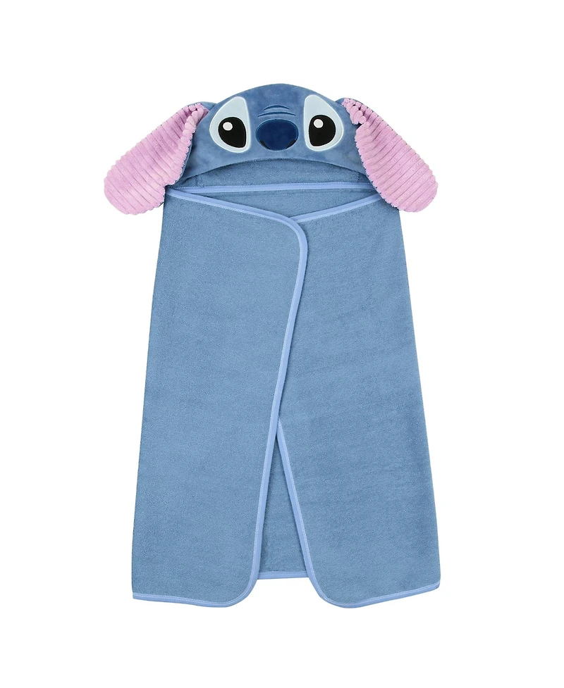 Lambs & Ivy Baby Disney Stitch Luxury Blue Cotton Terry Hooded Bath Towel