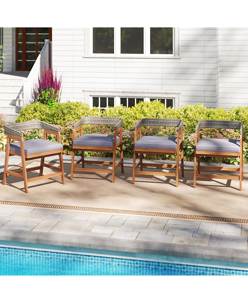 Slickblue Outdoor Patio Dining Chairs Set of 4 with Seat Cushions for Comfortable and Stylish Outdoor Dining
