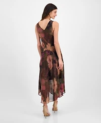 Robbie Bee Women's Cowlneck Floral-Print Dress