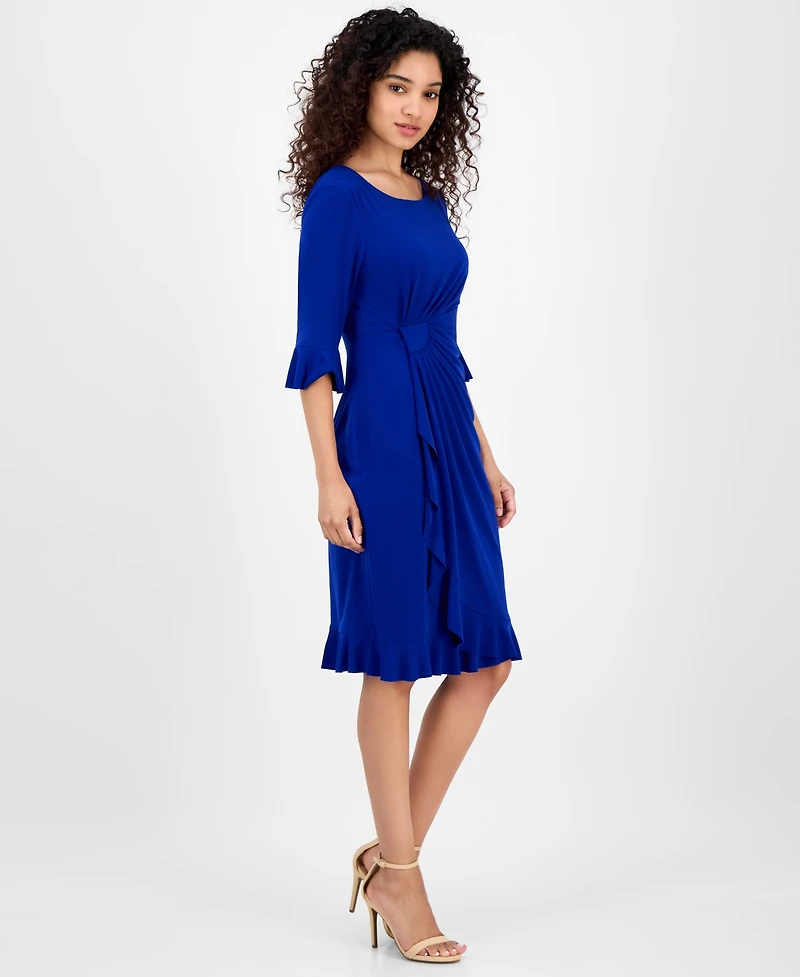 Connected Women's Bell-Sleeve Gathered-Waist Dress