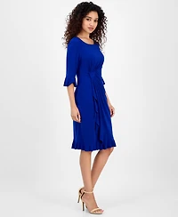 Connected Women's Bell-Sleeve Gathered-Waist Dress