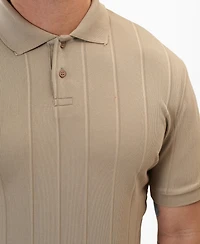 Ron Tomson Men's Fine Ribbed Fitted Polo Shirt