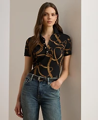 Lauren Ralph Women's Belting-Print Stretch Pique Polo Shirt