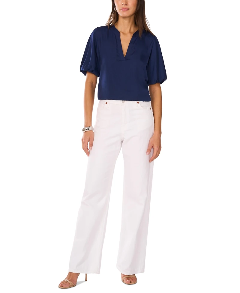 Vince Camuto Women's V-Neck Short Puff Sleeve Blouse