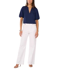 Vince Camuto Women's V-Neck Short Puff Sleeve Blouse