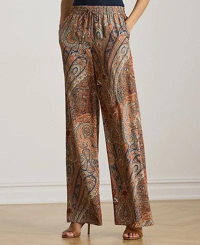 Lauren Ralph Petite Paisley Crepe Wide-Leg Pant