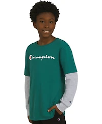 Champion Big Boys Layered-Look Logo Graphic T-Shirt