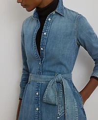 Lauren Ralph Petite Belted Denim Shirtdress