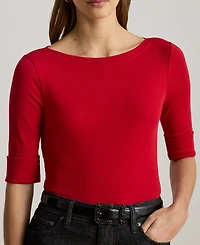 Lauren Ralph Lauren Petite Stretch Cotton Boatneck Tee