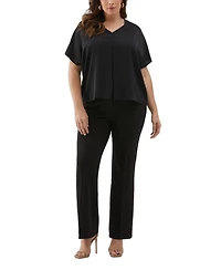 Ella Rafaella Plus Layered Dolman Short Sleeve Top