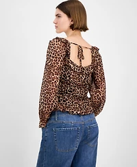 Tinseltown Juniors' Tie-Back Ruffle Blouse