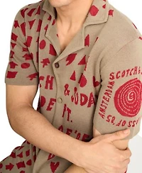 Scotch Soda Mens Slim Fit Ralston Pants Jacquard Text Logo Shirt