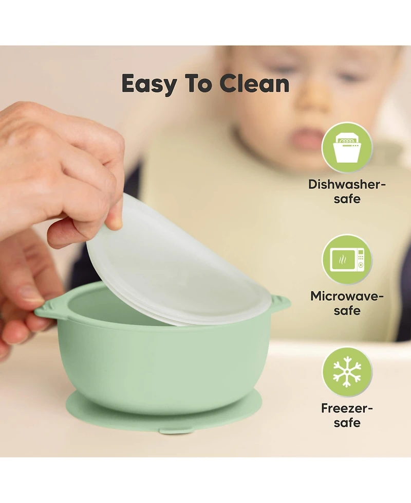 KeaBabies 2-Pack Prep Baby Bowls with Suctions & Lids, Silicone for Boy, Girl, Toddler Suction Bowl, Kids Bowl Bpa-Free