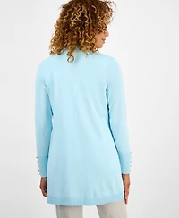 Jm Collection Women's Button-Sleeve Flyaway Cardigan Sweater