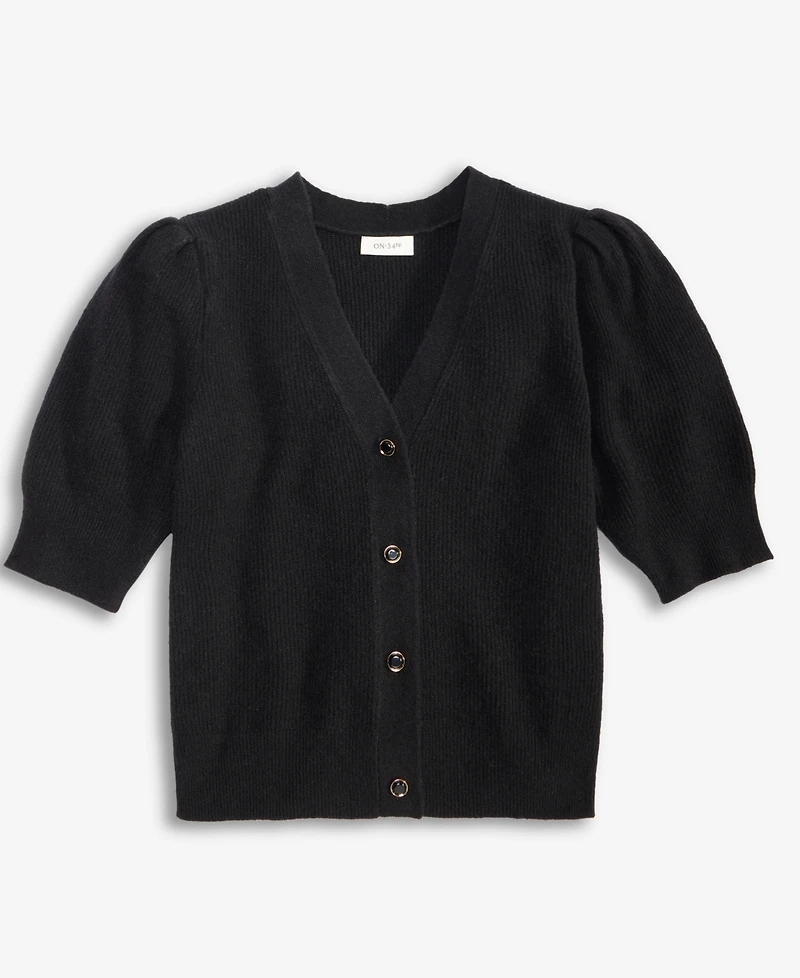 On 34th Women's Puff-Sleeve V-Neck Cardigan, Macy's Exclusive