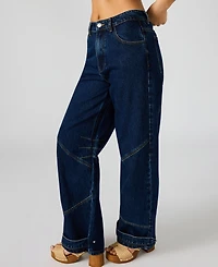 Steve Madden Women's Tre Denim Mid-Rise Wide-Leg Jeans