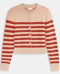 On 34th Women's Striped Long-Sleeve Crewneck Cardigan, Macy's Exclusive