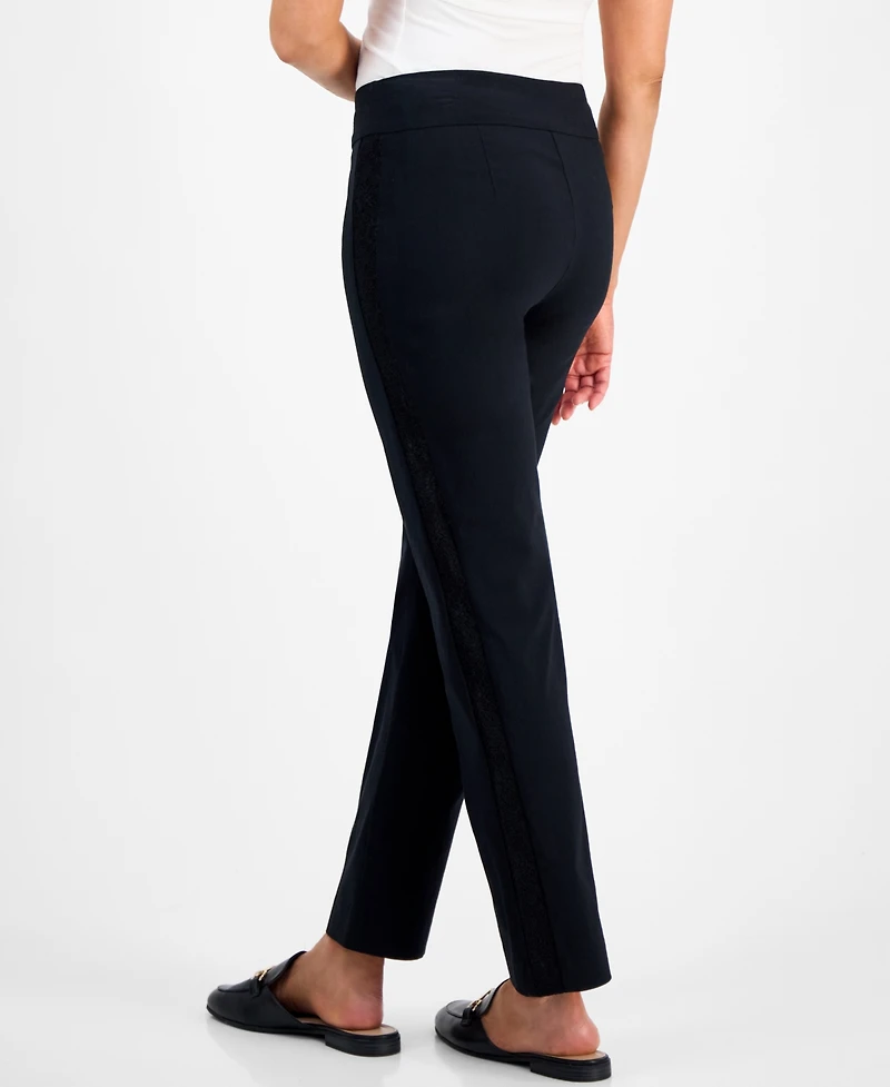 Jm Collection Women's Lace Side Panel Pull-On Pants