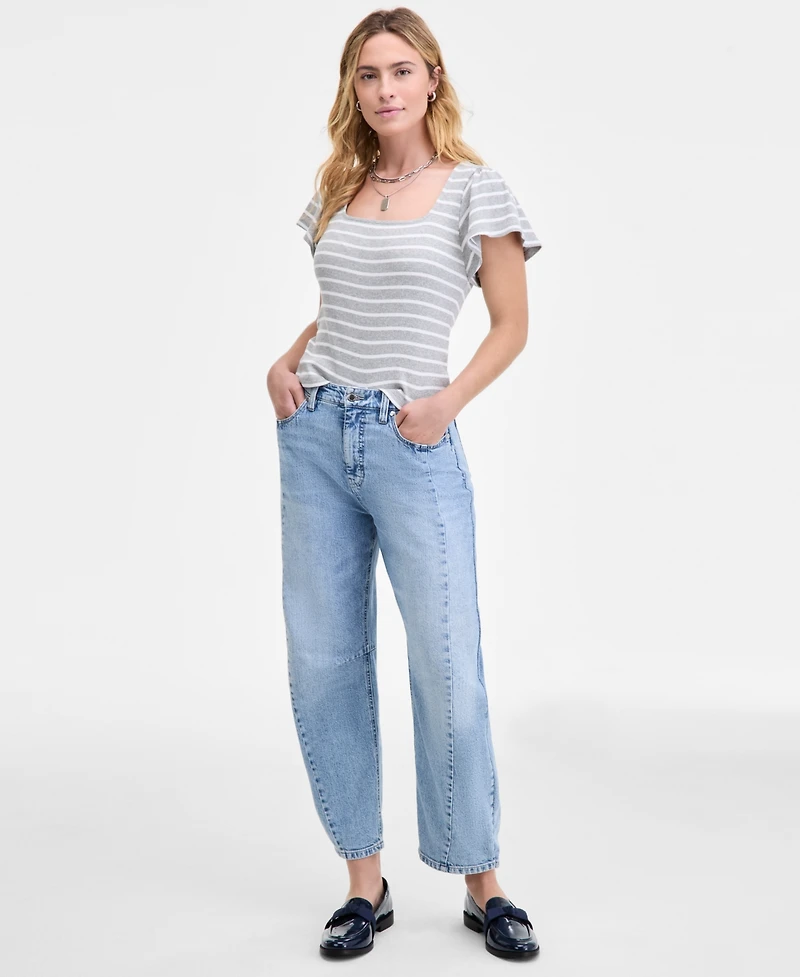 On 34th Women's Square-Neck Flutter-Sleeve Ribbed Top, Macy's Exclusive