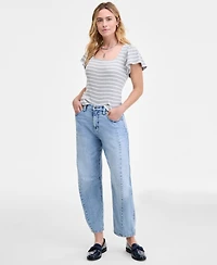 On 34th Women's Square-Neck Flutter-Sleeve Ribbed Top, Macy's Exclusive