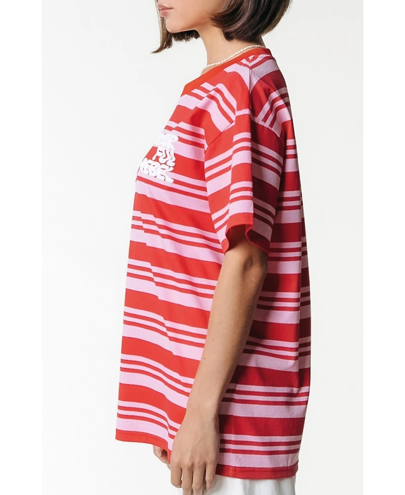 Colourful Rebel Puff Logo Stripe Loosefit Tee