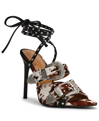 Steve Madden Women's Saddle-h Western Buckled High-Heel Dress Sandals