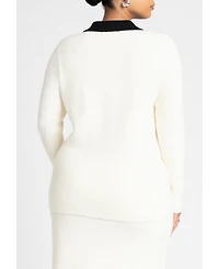 Eloquii Women's Henley Collared Sweater