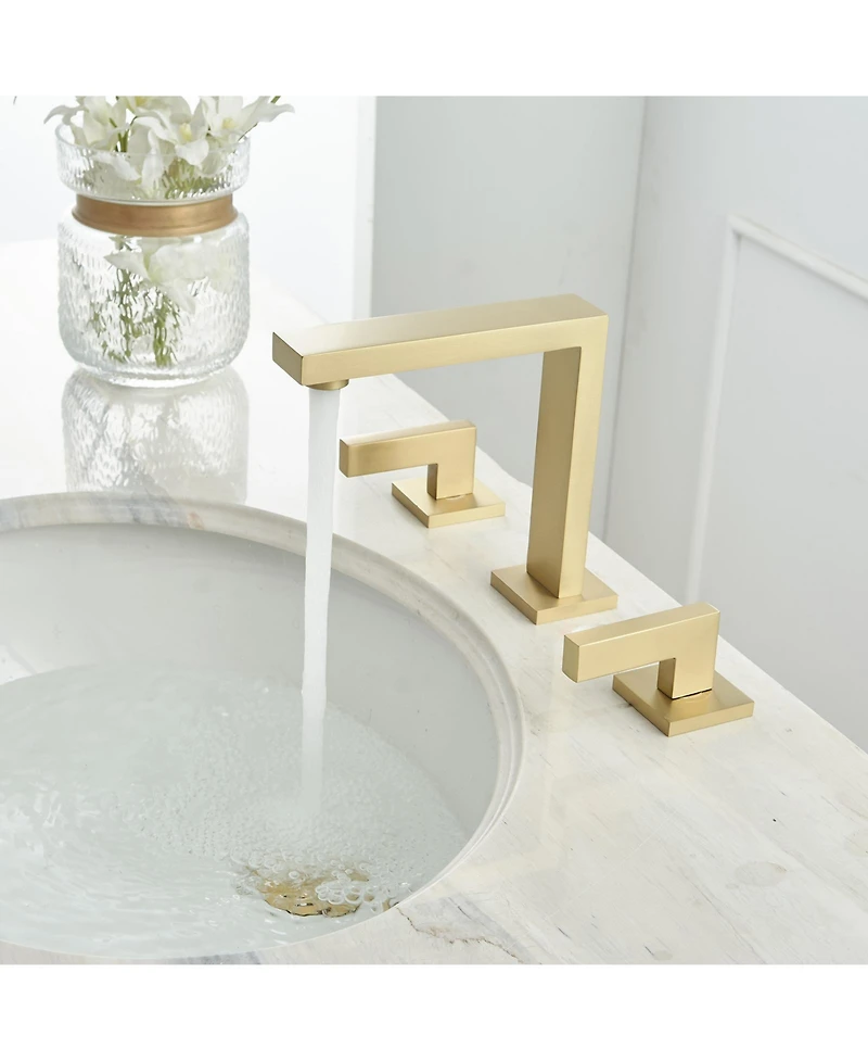 8 in. Widespread Double Handle Bathroom Faucet With Pop-up Drain Assembly in Brushed Nickel
