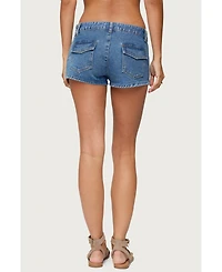 Edikted Women's Olivera Lace Up Denim Mini Skort