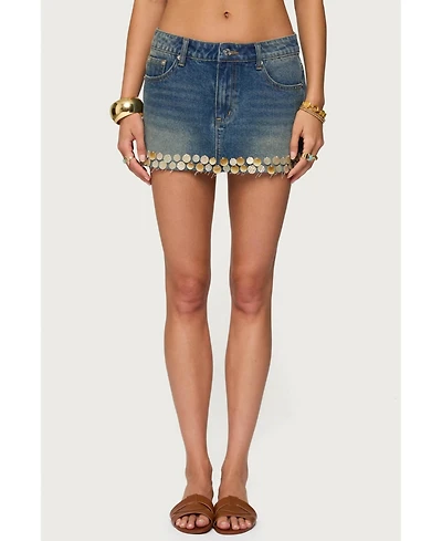 Edikted Women's Shaina Iridescent Denim Mini Skirt