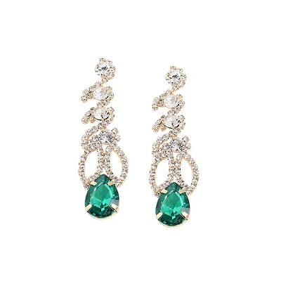 Sohi Women's Green Contrast Drop Earrings