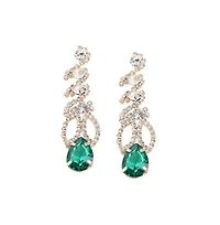 Sohi Women's Green Contrast Drop Earrings