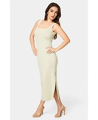 Bebe Women's Rib Contrast Square Neck Maxi Dress