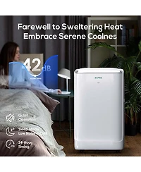Zafro 16,000 Btu Portable Ac, Ultra Quiet 42dB, Dual Hose, App & Remote Control, Drain-Free, 24H Timer, Fan & Dehumidifier Modes for Rooms
