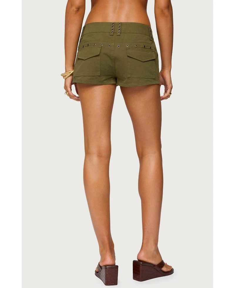 Edikted Women's Hazen Grommet Low Rise Shorts
