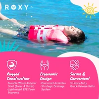 Roxy Life Vest Uscg Approved for kids, Lightweight Epe Foam with Quick-Release Buckles