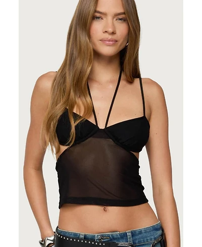 Edikted Women's Strappy Sheer Mesh Cupped Top