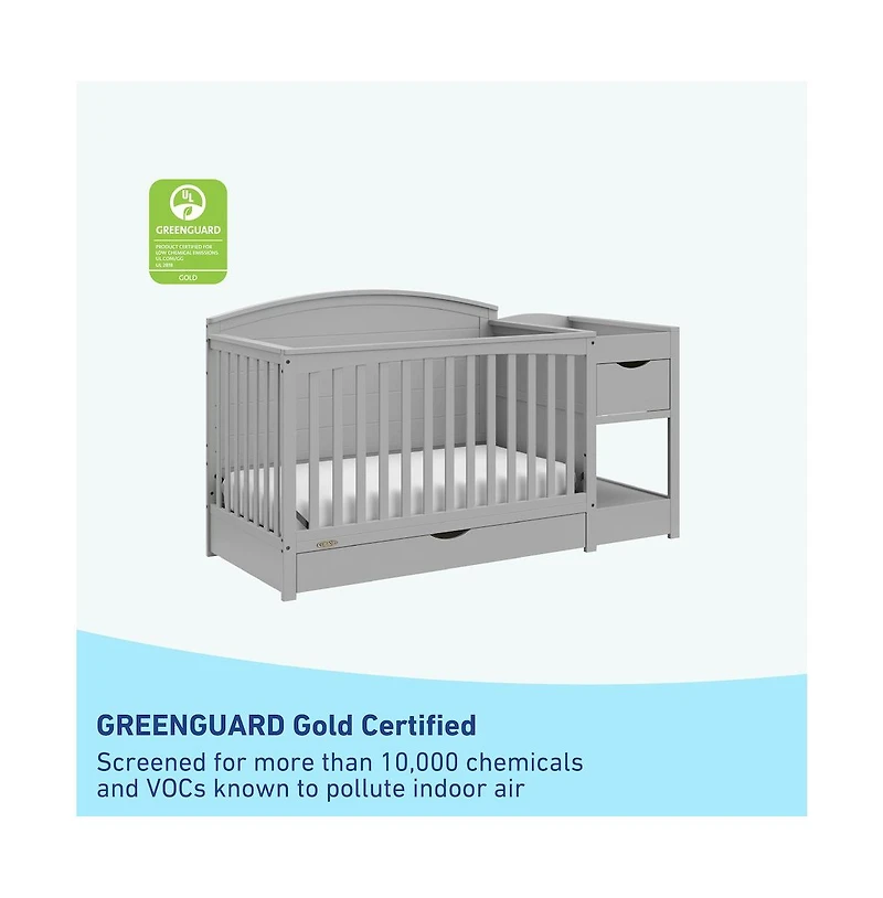 Graco Bellwood 5-in-1 Convertible Crib & Changer with Drawer (Pebble Gray)