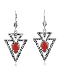 American West Jewelry Sterling Silver Red Onyx Arrowhead Lever Back Earrings