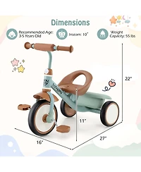 Kids Tricycle Toddler Trike with Adjustable Seat & Storage Basket 3 Wheel Bike