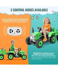 Kids Ride on Tractor 12V Electric Toy Tractor with Trailer Remote Control
