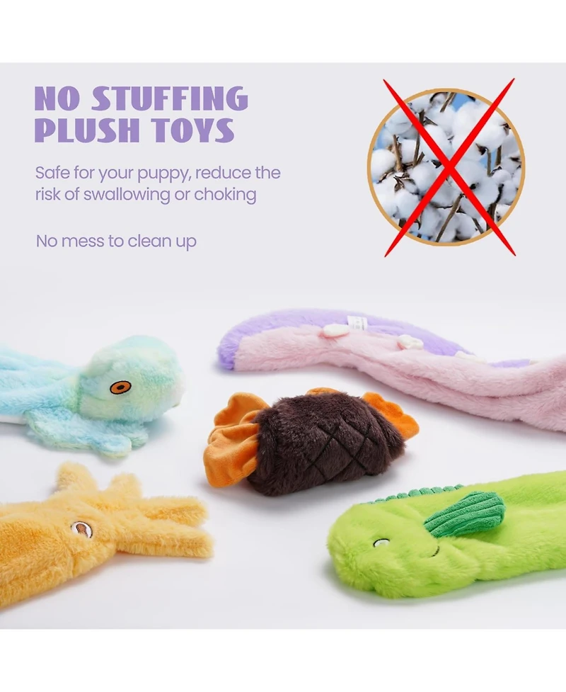Nocciola 5 Pcs Wildlife Squeaky Dog Toys, gift,No Stuffing Dog Toys with Crinkle Paper, Small, Medium, and Large Dogs