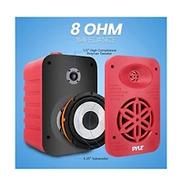 Pyle 5.25” 2-Way Indoor/Outdoor Speaker System - Waterproof with 1/2” High Compliance Polymer Tweeter, Red