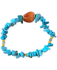 Minu Jewels Gold-Tone Turquoise and Carnelian Stretch Bracelet
