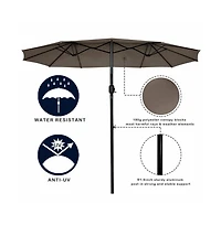 15 Feet Double-Sided Outdoor Patio Umbrella with Crank without Base