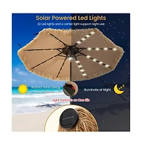 9 Feet Solar Powered Thatched Tiki Patio Umbrella with Led Lights.