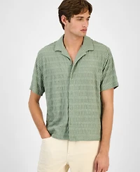 Sun + Stone Men's Andre Knit Tonal Stripe Camp Shirt, Exclusively at Macy's