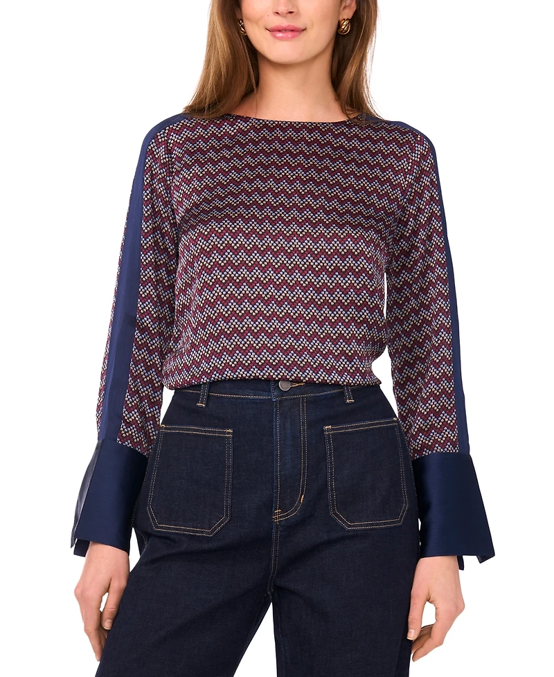 Vince Camuto Women's Printed Wide-Cuff Blouse
