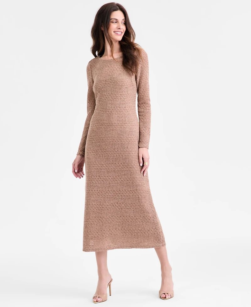 Connected Women's Long-Sleeve Slip Lace Maxi Dress